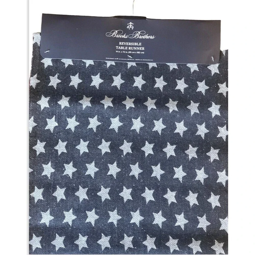 Brooks Brothers Table Runner July 4 Reversible Red White Blue Flag 14x72